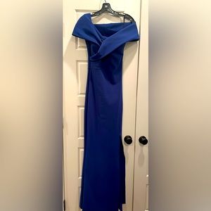 Chiara Boni La Petite Robe 4 Blue Off Shoulder Designer Evening Dress Black Tie